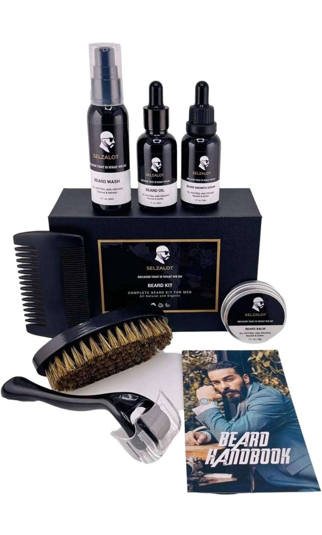SELZALOT Beard Growth Kit – 7-Piece Men’s Grooming Set