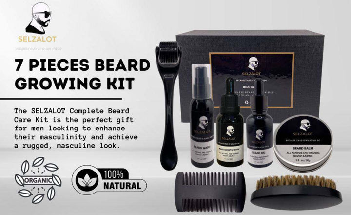 SELZALOT Beard Growth Kit – 7-Piece Men’s Grooming Set