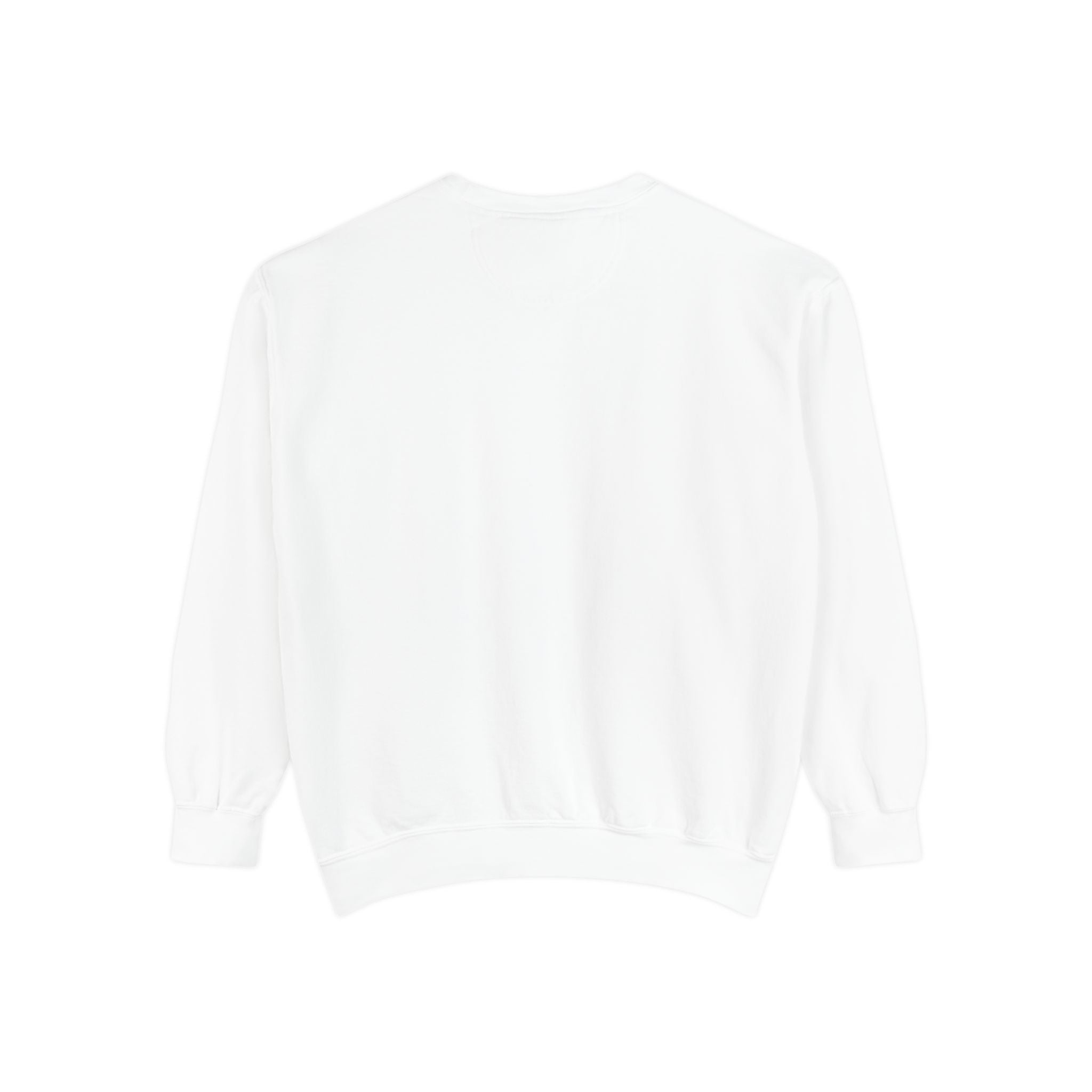 "Garment-dyed sweatshirt fabric close-up showing washed color and texture"