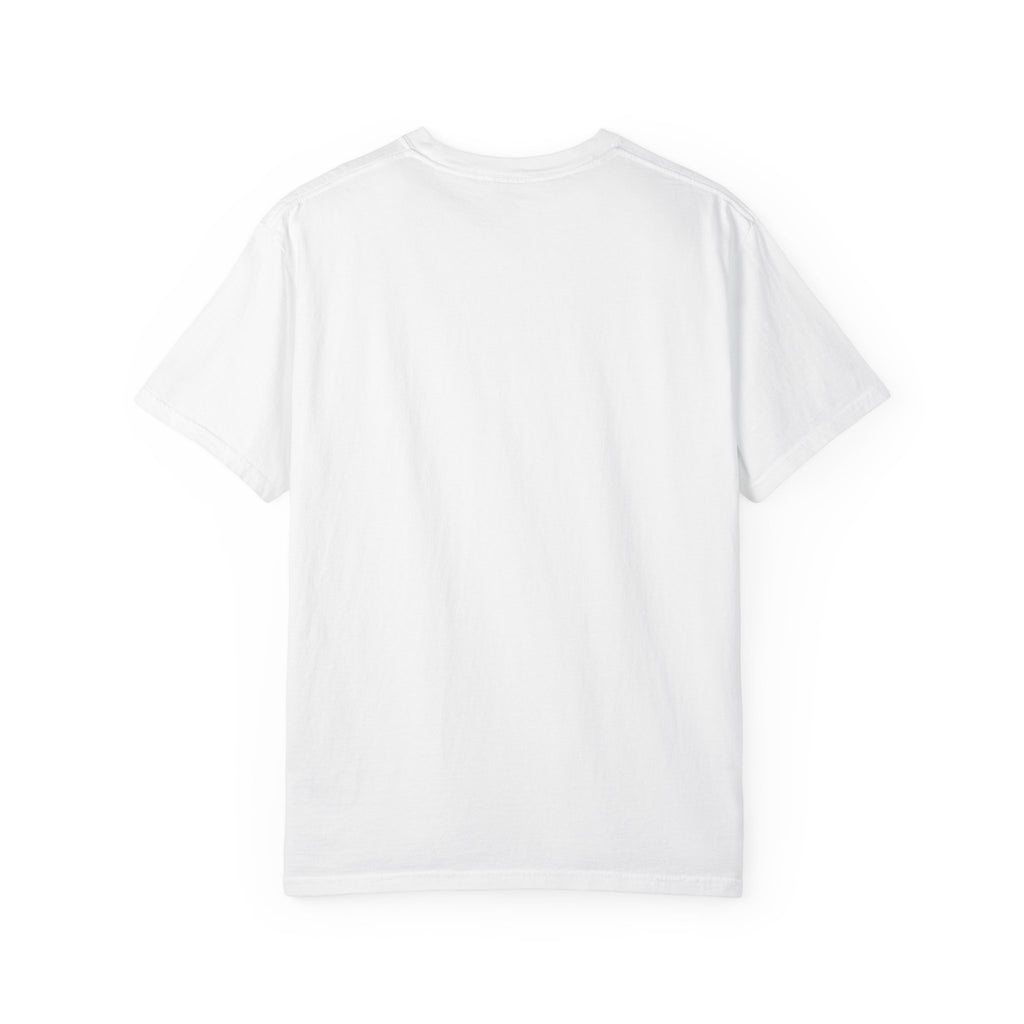 "Garment-dyed t-shirt fabric close-up showing soft, washed-in color"