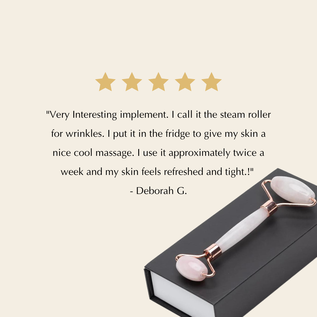 "Rose Quartz Facial Roller, dual-ended beauty tool, product view"