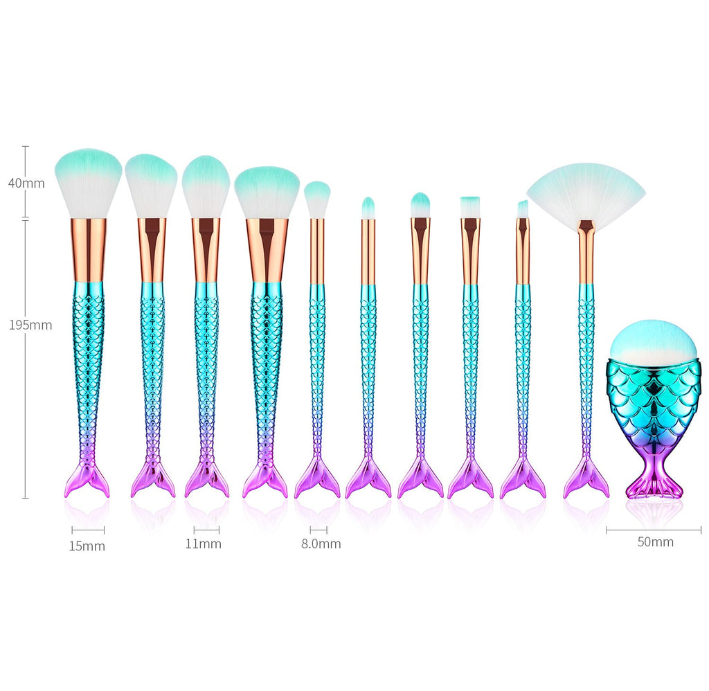 mermaid makeup brush set