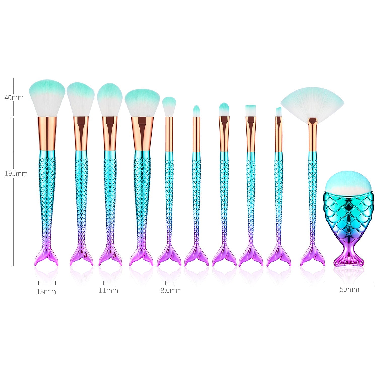 mermaid makeup brush set