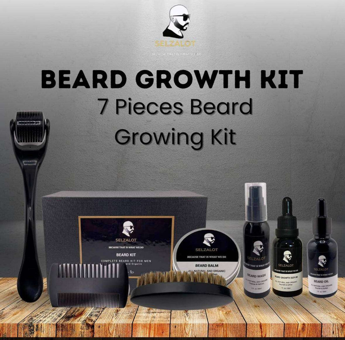 SELZALOT Beard Growth Kit – 7-Piece Men’s Grooming Set