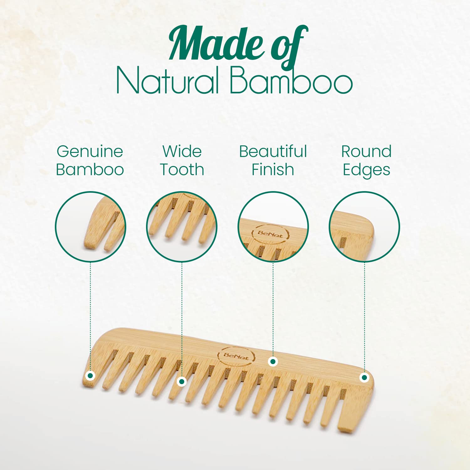 "Bamboo hair comb shown detangling hair"