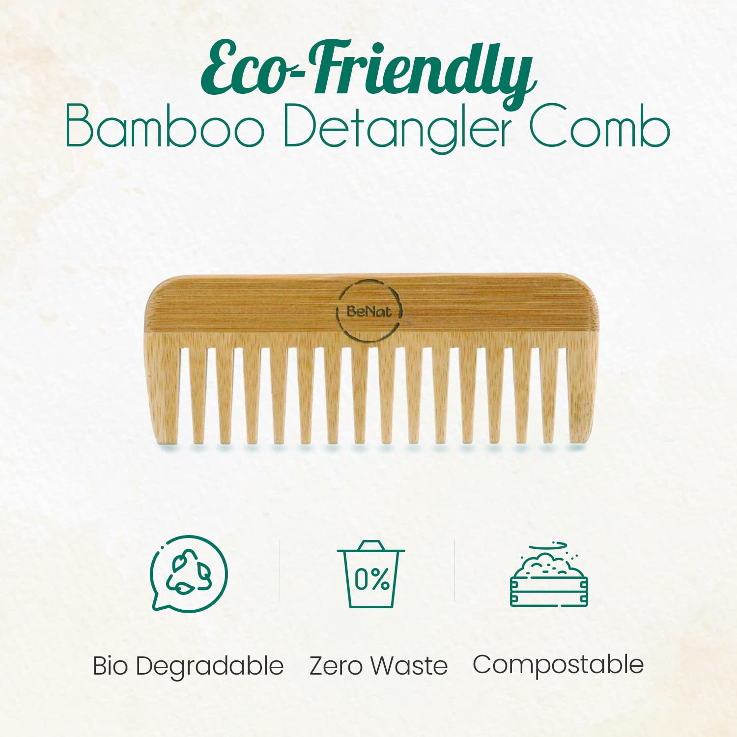 "Bamboo hair comb shown detangling hair"