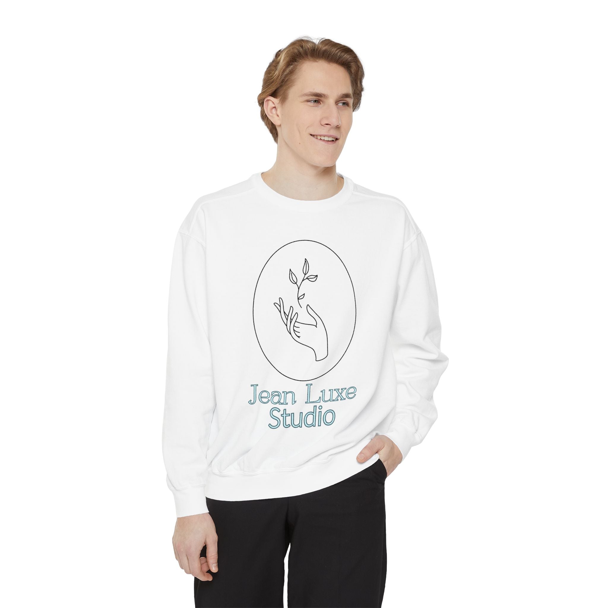 "Unisex garment-dyed sweatshirt styled for everyday wear"