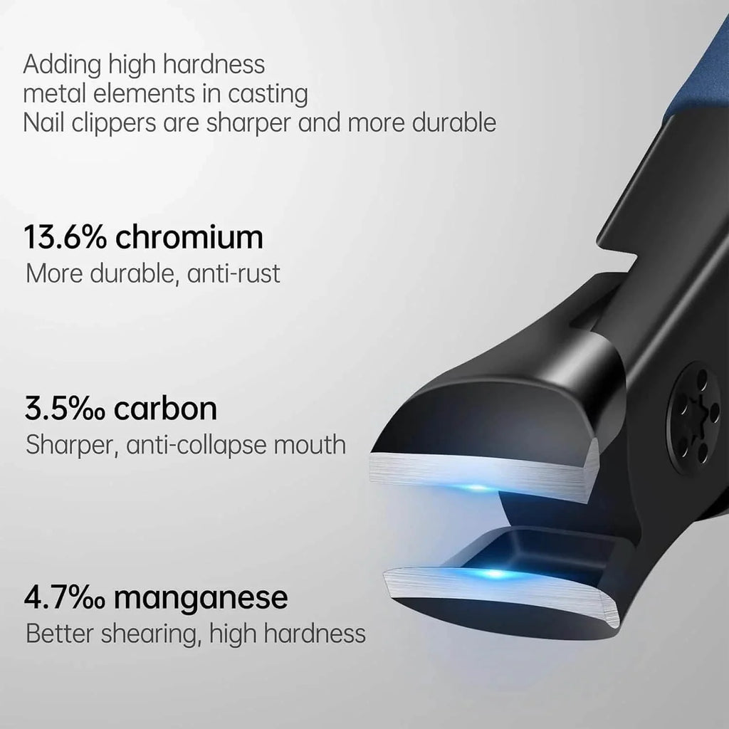 thick toenail clippers "Toenail clippers showing arched cutting edge close-up"