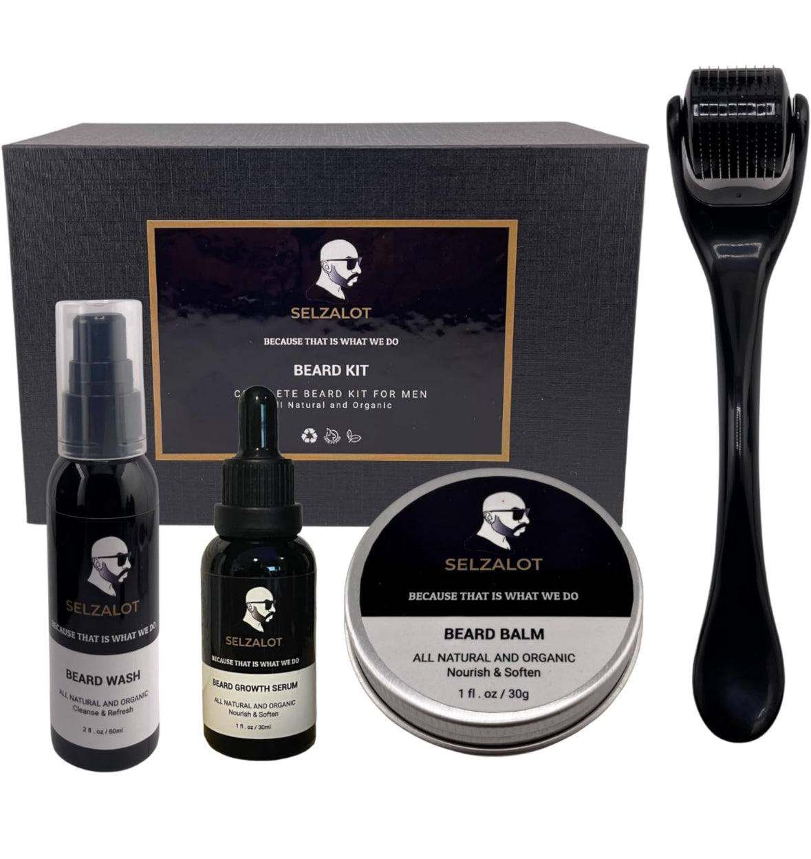 "Beard Growth Kit, 5-piece men's grooming set with gift box"