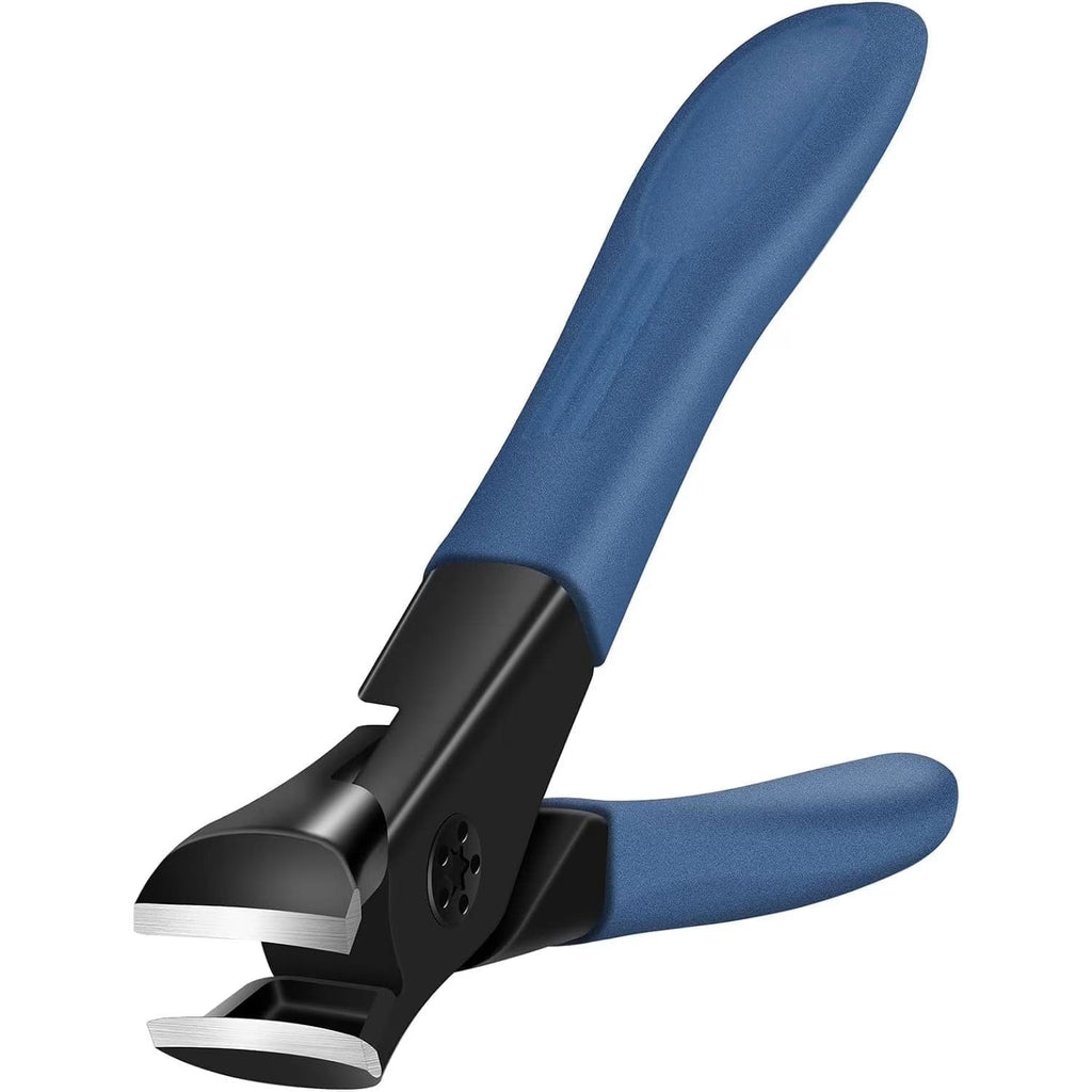thick toenail clippers "Wide jaw toenail clippers for thick nails, blue handle detail"