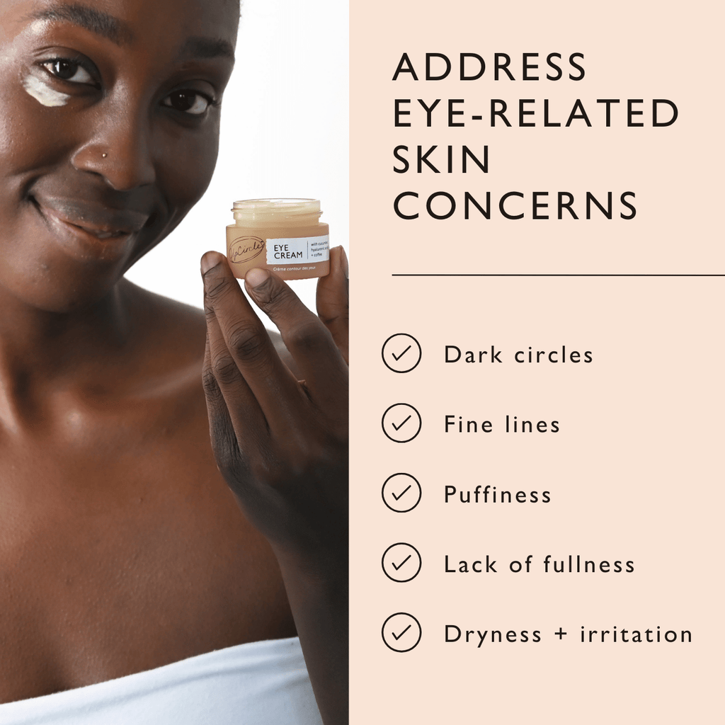"Hyaluronic acid eye cream with coffee by UpCircle, glass jar product view"