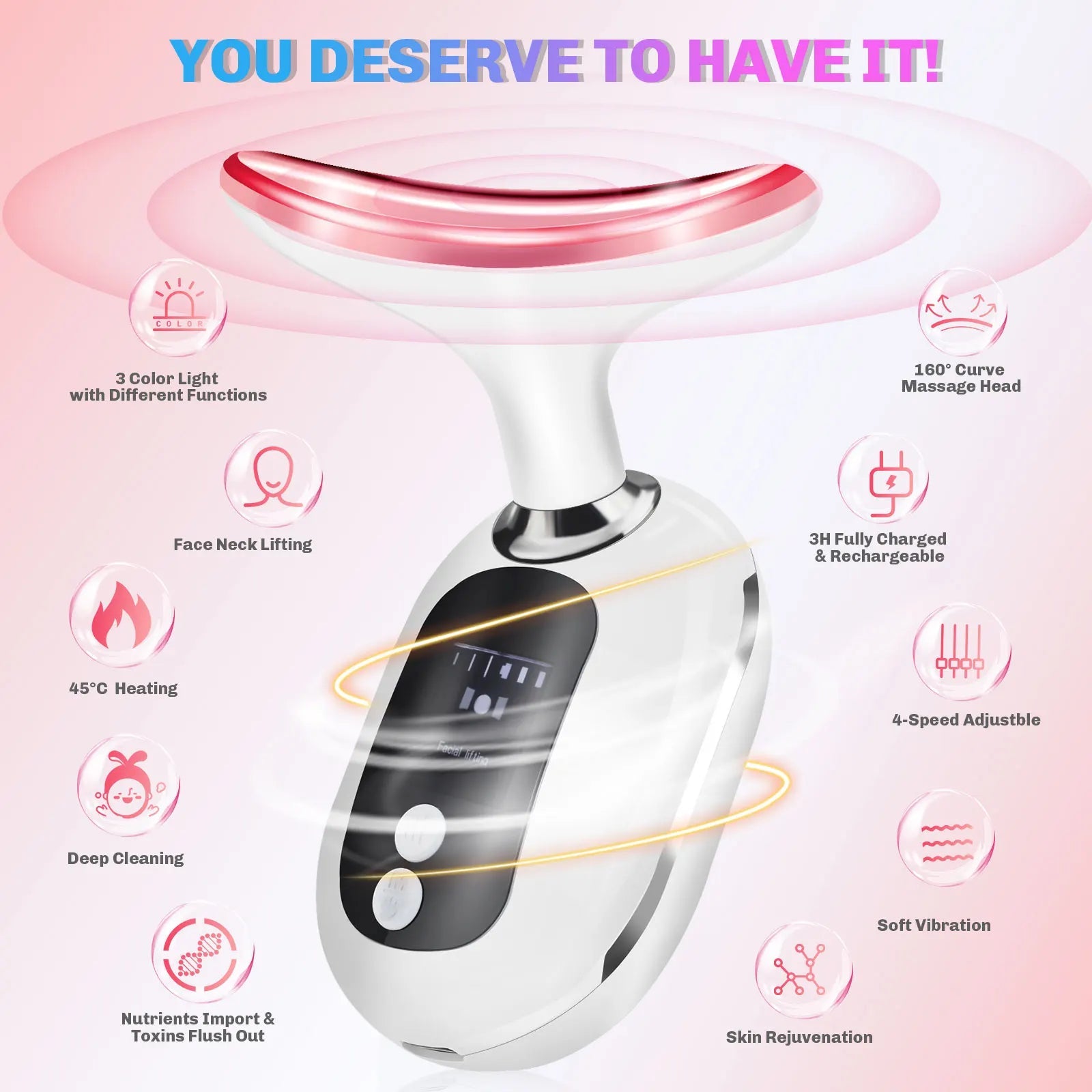 EMS Neck & Face Lifting Device – LED Photon Skin Tightening Massager