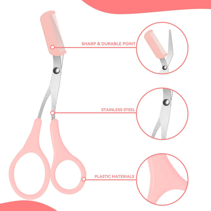 Eyebrow Trimmer Scissors with Comb – Stainless Steel Grooming Tool