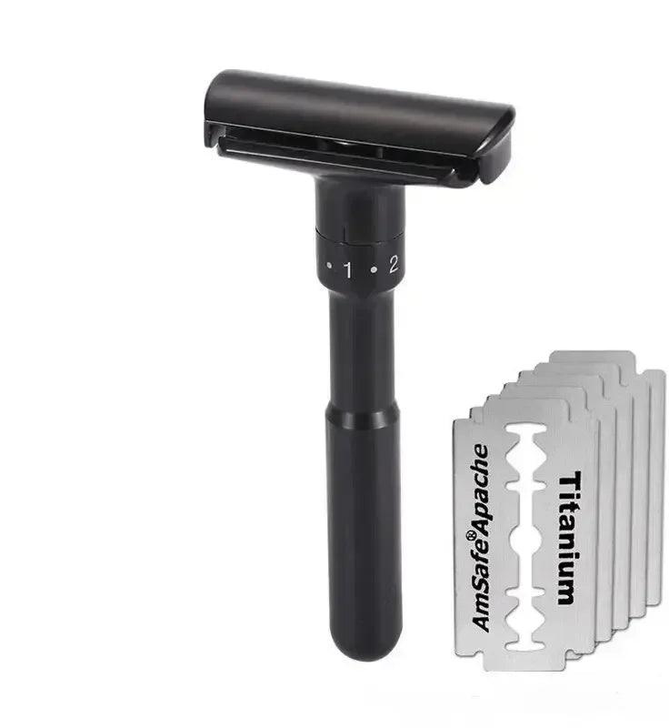 "Vintage manual shaver in black handle variant"