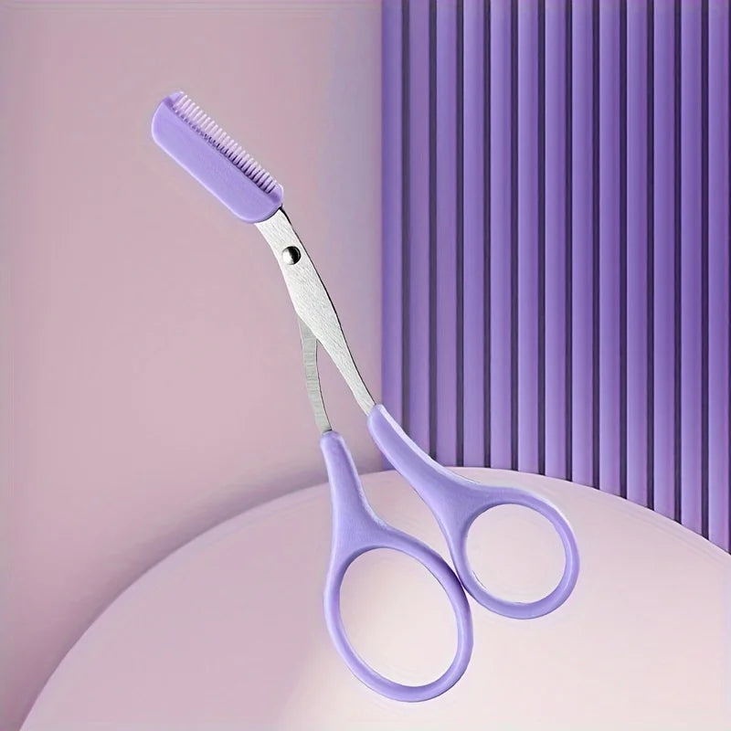 Eyebrow Trimmer Scissors with Comb – Stainless Steel Grooming Tool