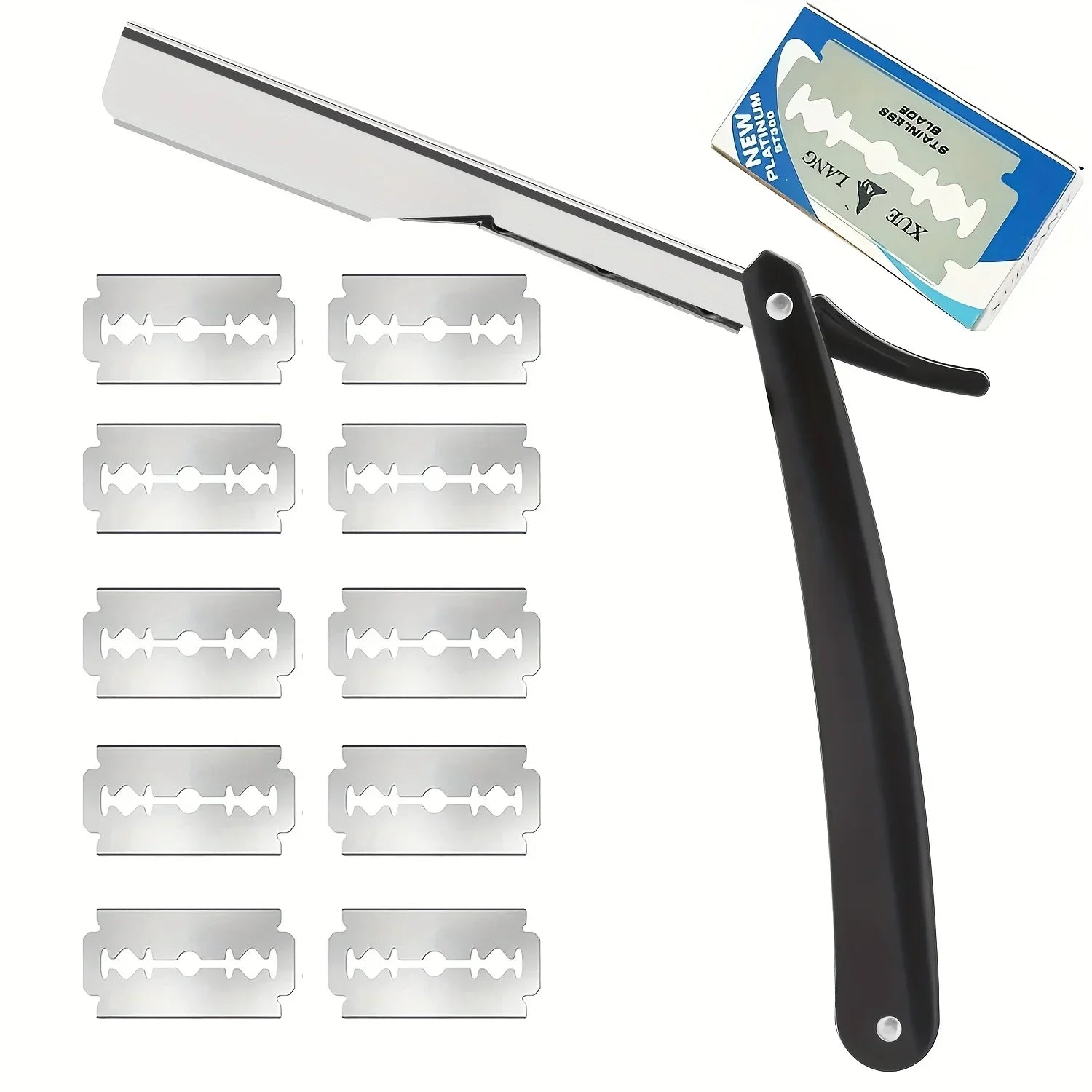 "Vintage manual shaver, classic barbershop razor, product view"