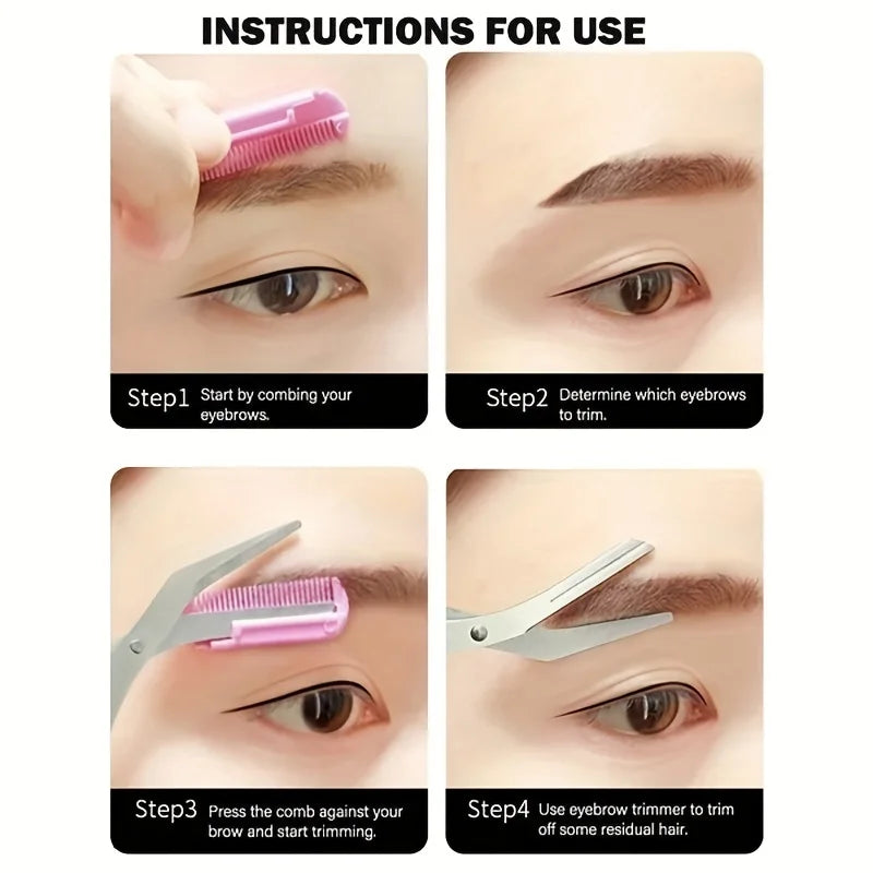 Eyebrow Trimmer Scissors with Comb – Stainless Steel Grooming Tool