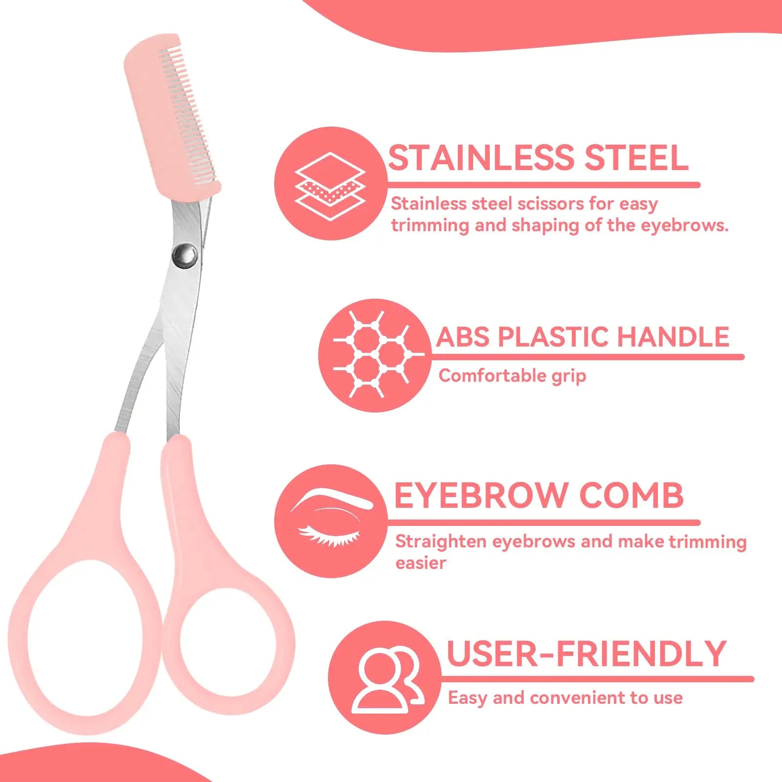 Eyebrow Trimmer Scissors with Comb – Stainless Steel Grooming Tool
