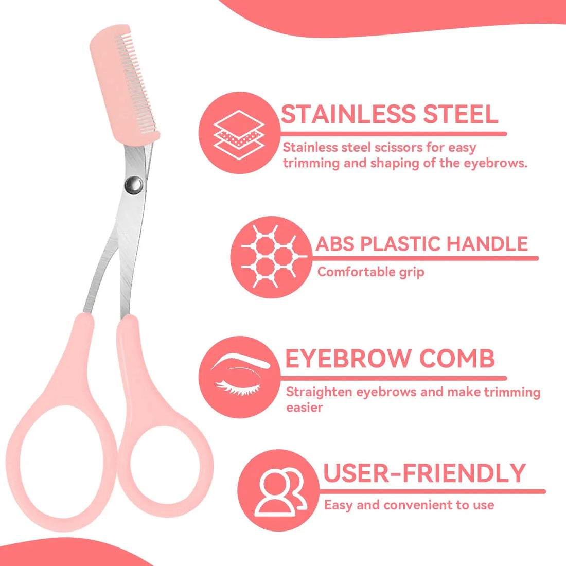 Eyebrow Trimmer Scissors with Comb – Stainless Steel Grooming Tool