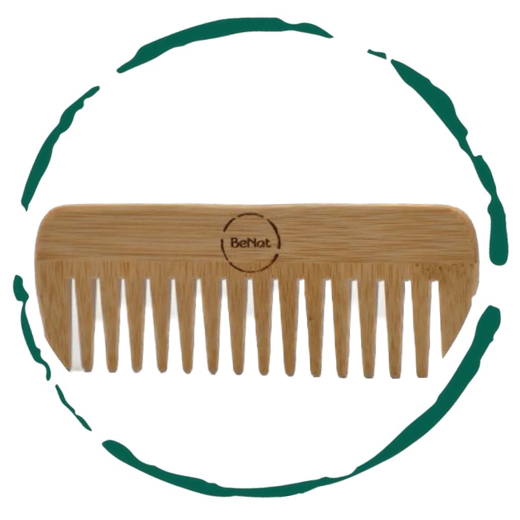 "Bamboo hair comb shown detangling hair"
