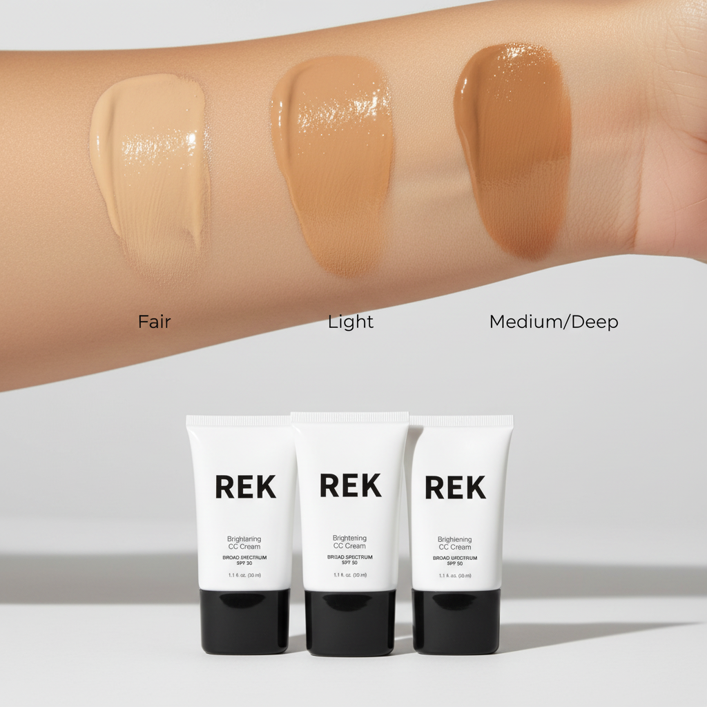 Brightening CC Cream flatlay showing all three shades side by side