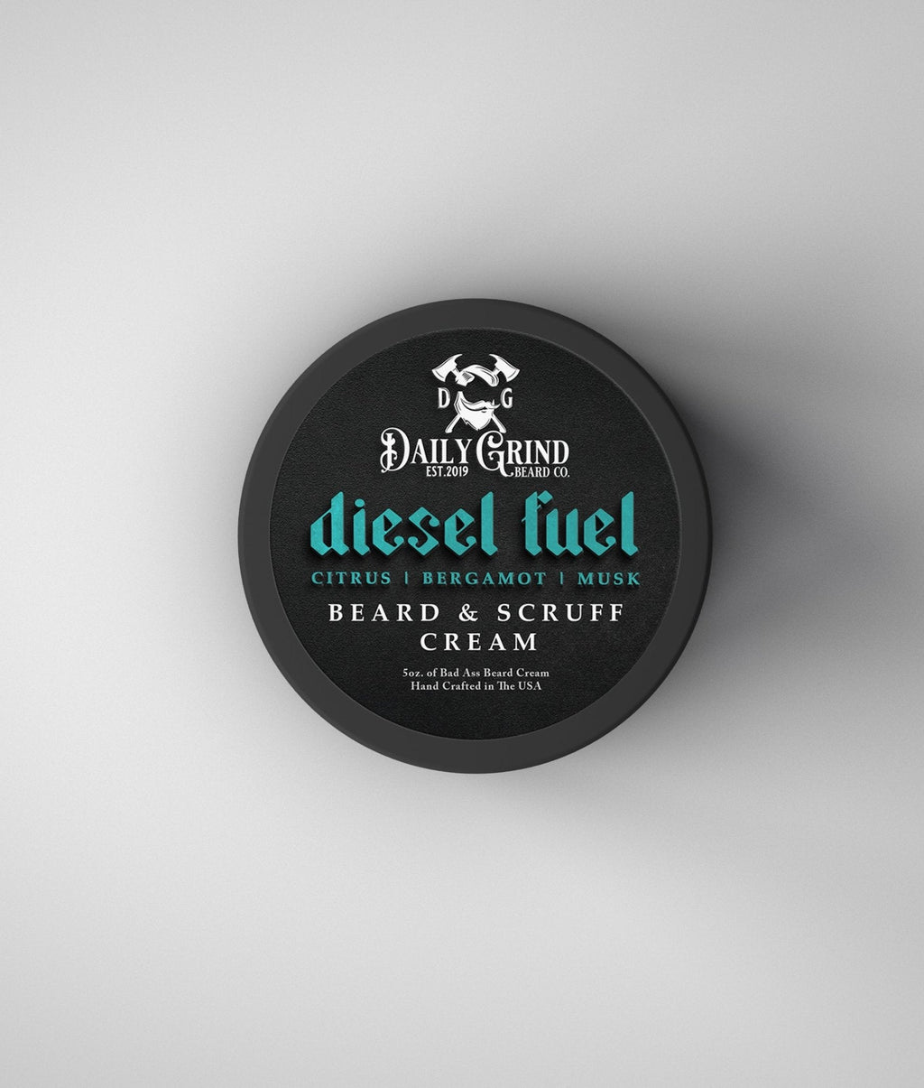 "Diesel Fuel Beard and Scruff Cream by Daily Grind Beard Co., front product view"