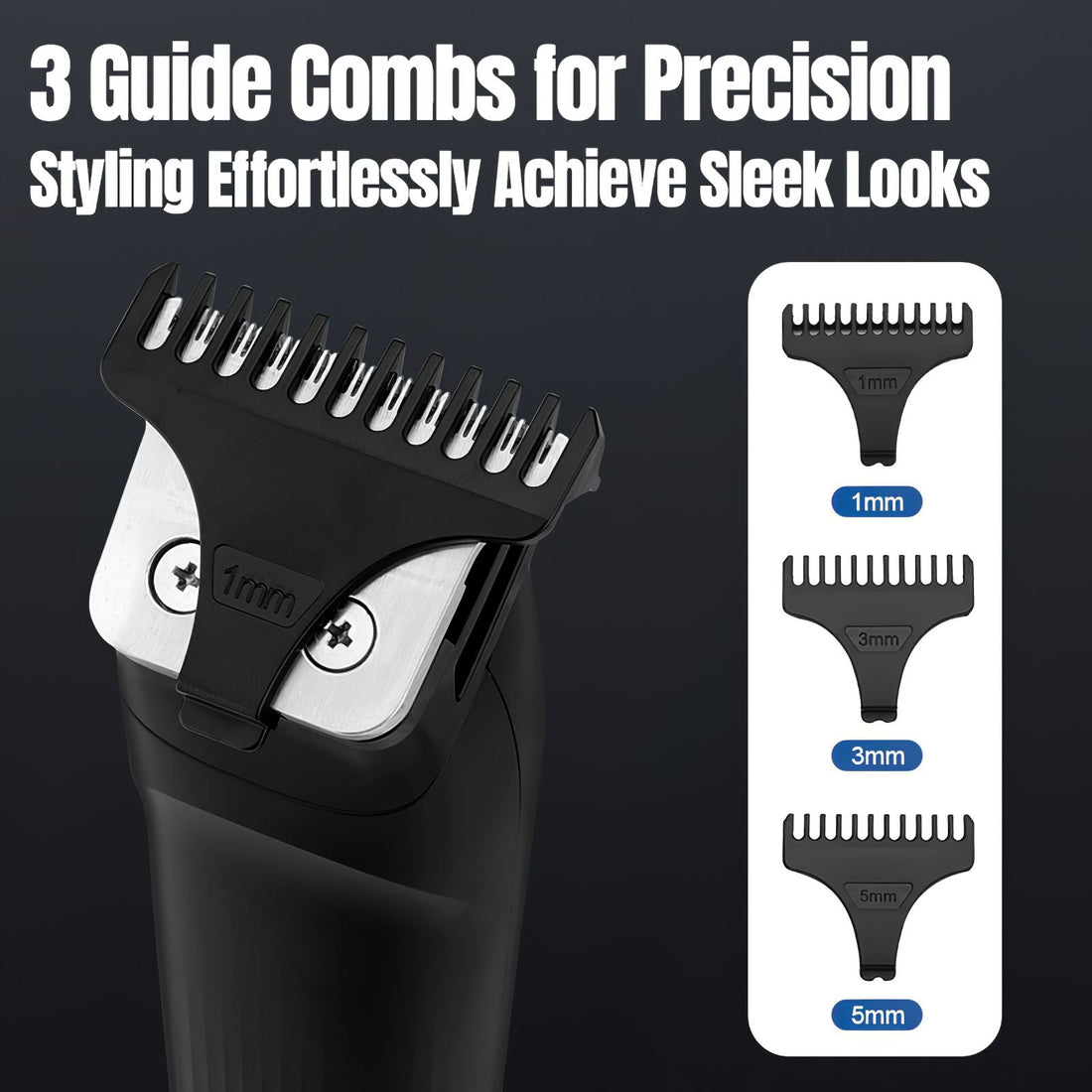 Beard Trimmer, 3 in 1 Hair Clippers and Mens Grooming Kit, Face, Nose, Ear Hair Trimmer - Black