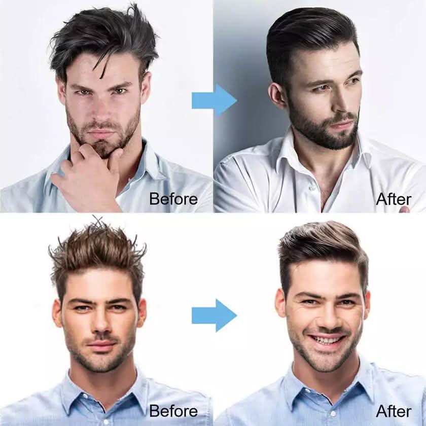 "Electric beard straightener packaging and travel-friendly size"