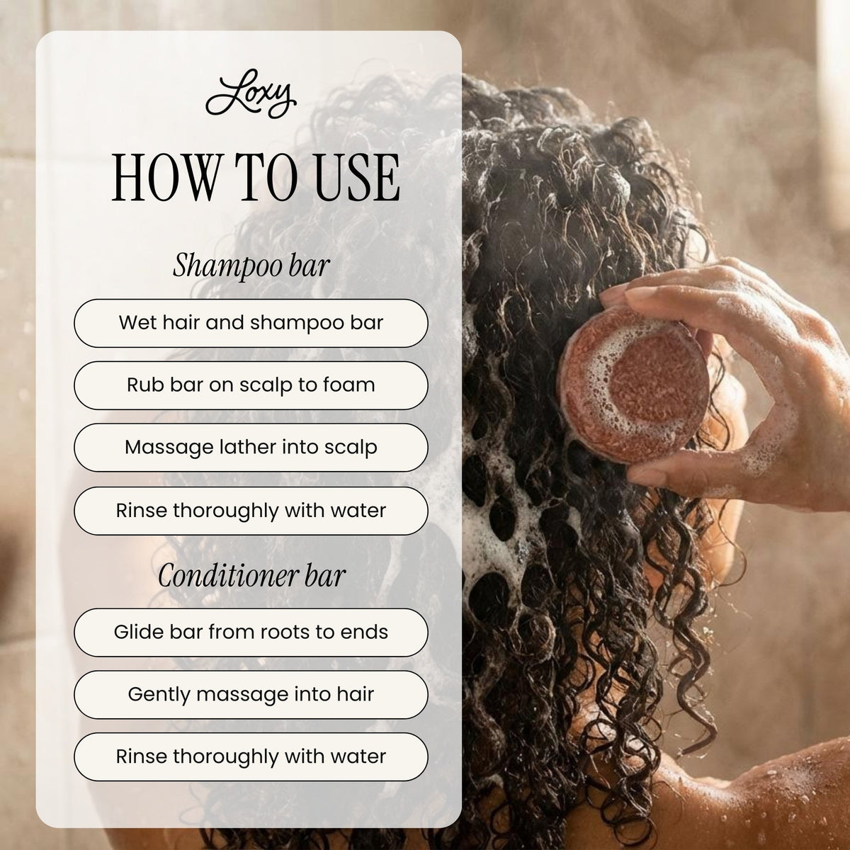 RELAX: Moisturizing Shampoo Bar & Conditioner Bar for dry, frizzy or curly hair with Argan Oil & Oatmeal