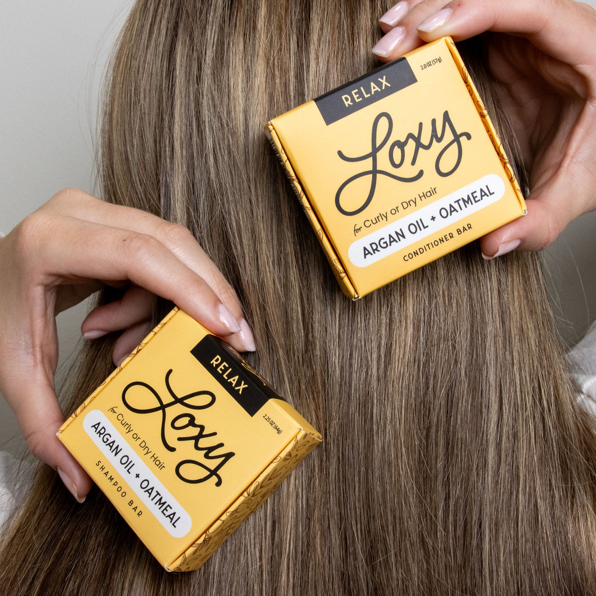 RELAX: Moisturizing Shampoo Bar & Conditioner Bar for dry, frizzy or curly hair with Argan Oil & Oatmeal