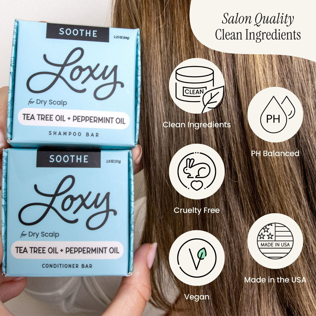 SOOTHE: Shampoo Bar & Conditioner Bar for Dry Scalp with Tea Tree Oil & Peppermint Oil
